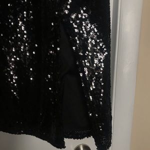 Black sequin midi skirt